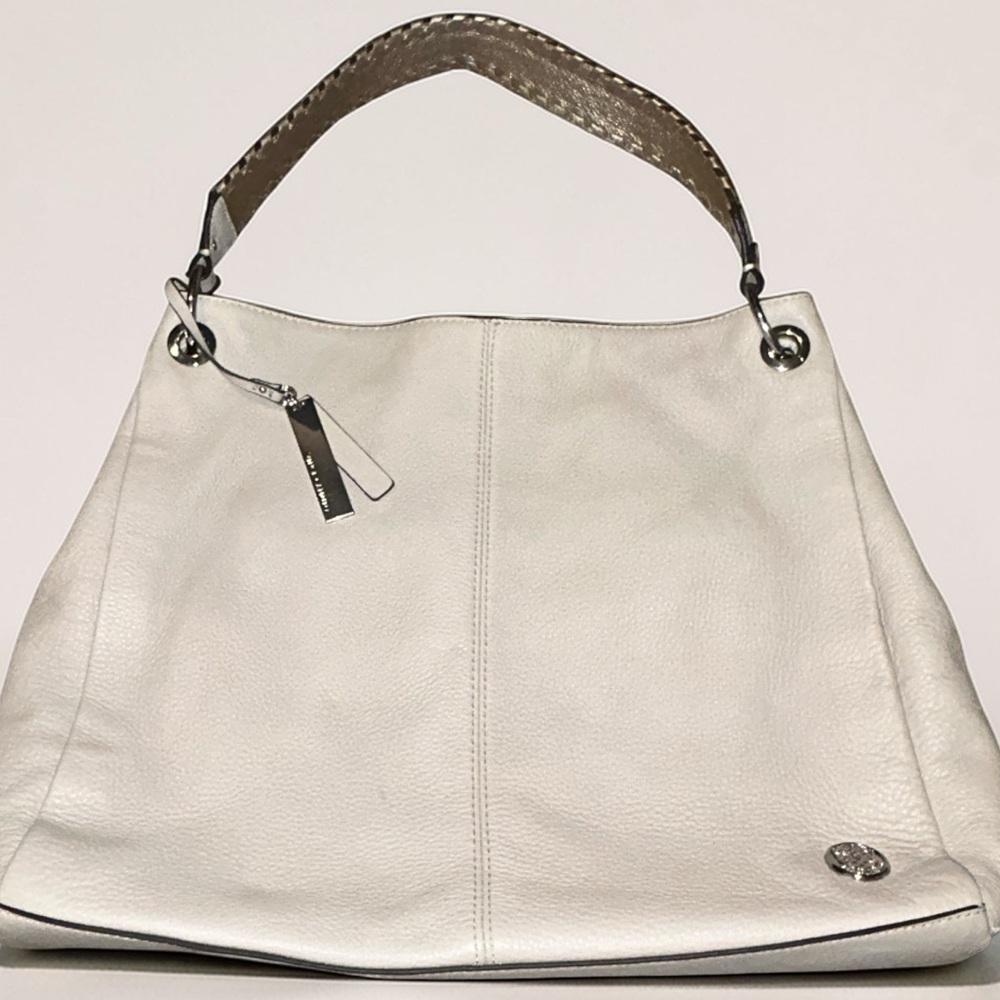 Vince Camuto light gray Leather hobo Bag with multi colorHandle